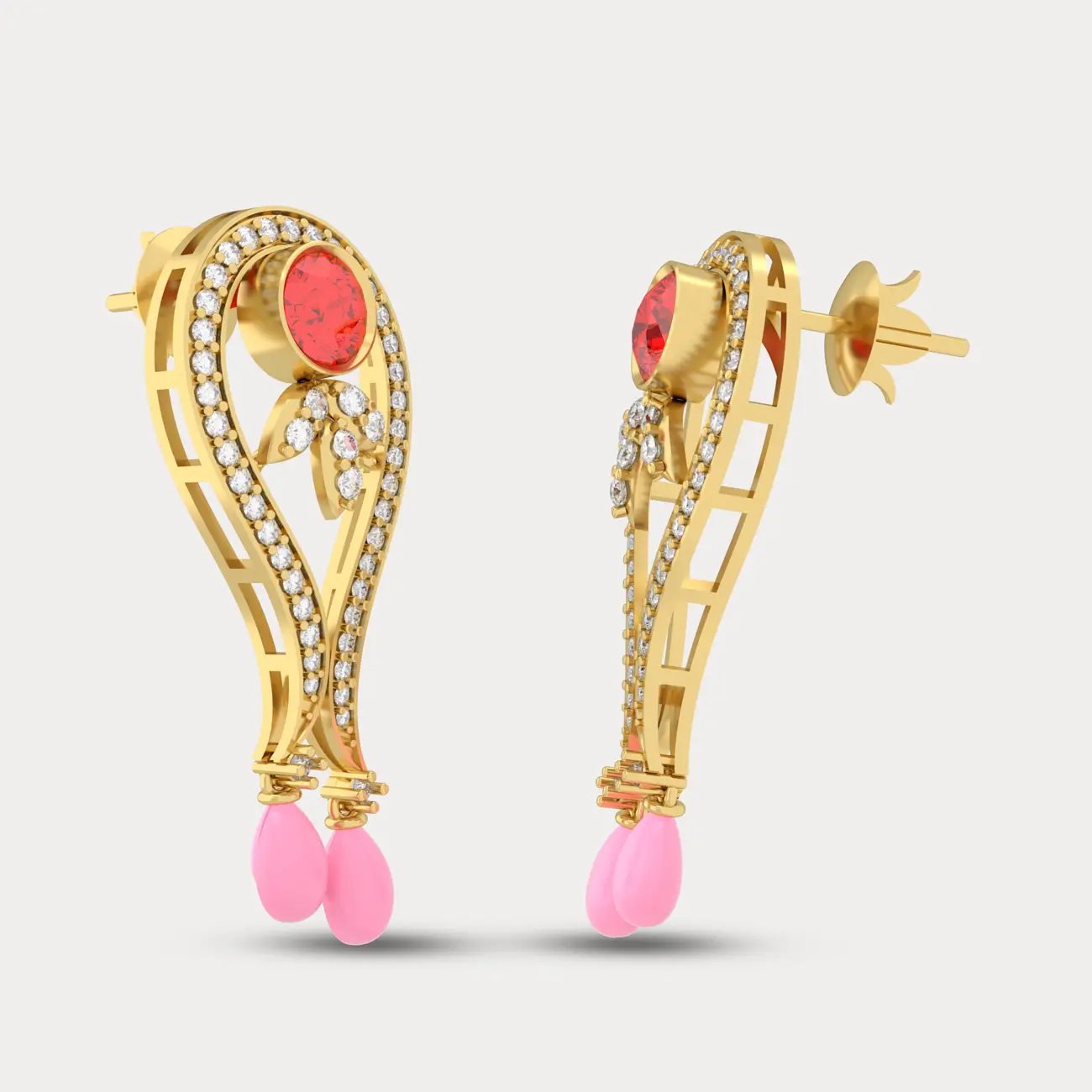 Flourishing Diamond Earrings, alternate view