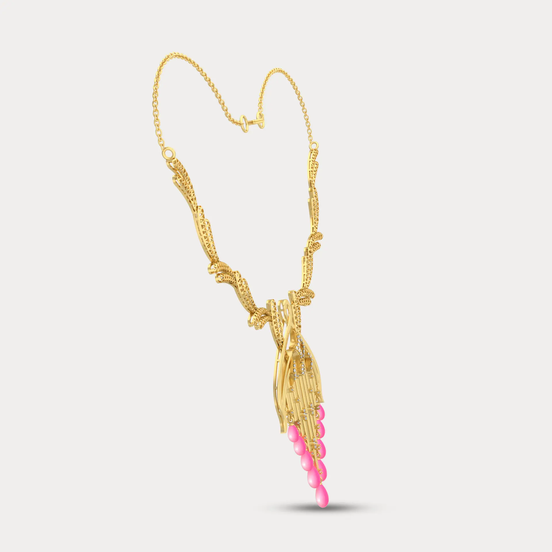 Hanging Pearl Diamond Necklace, alternate view