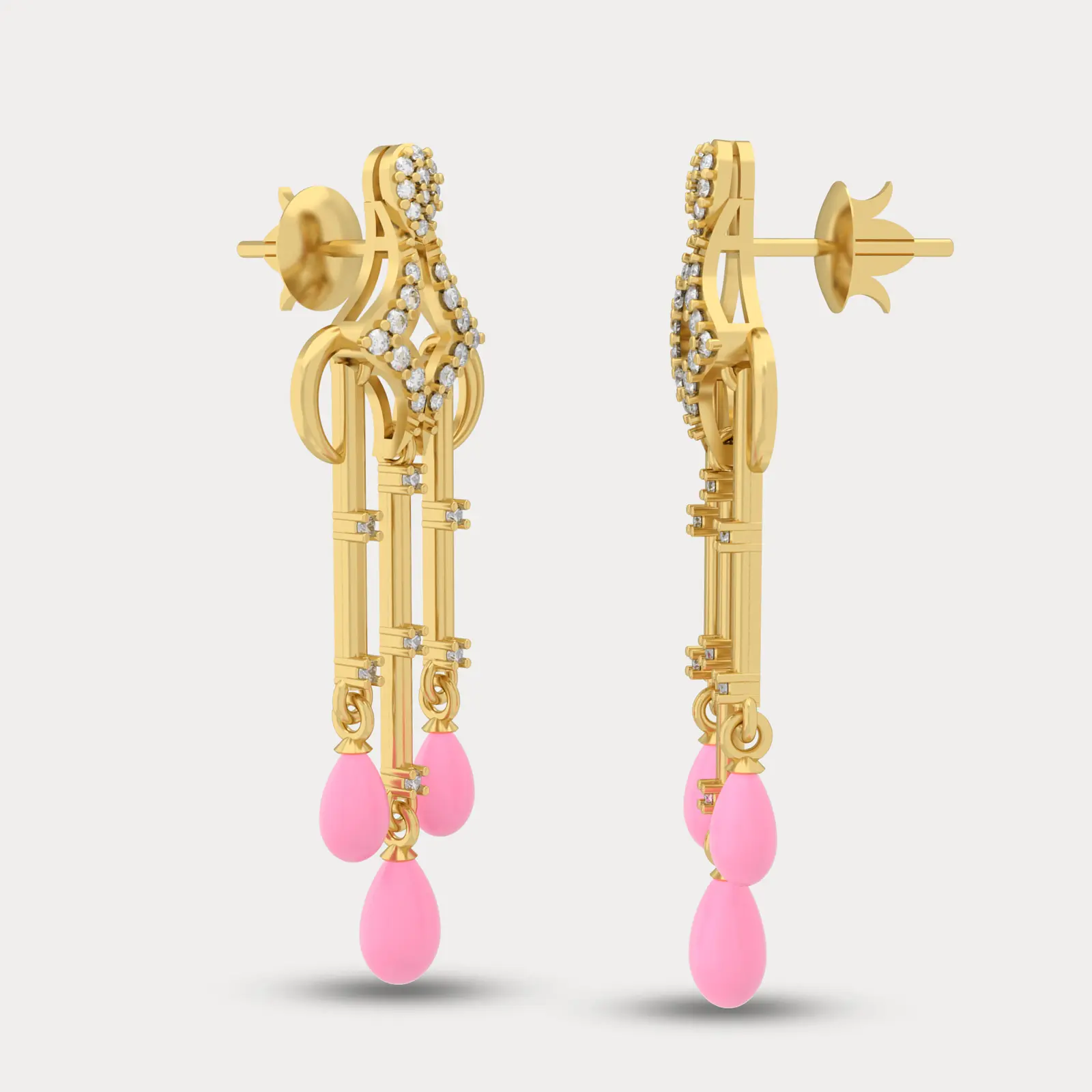 Hanging Pearl Diamond Earring , alternate view