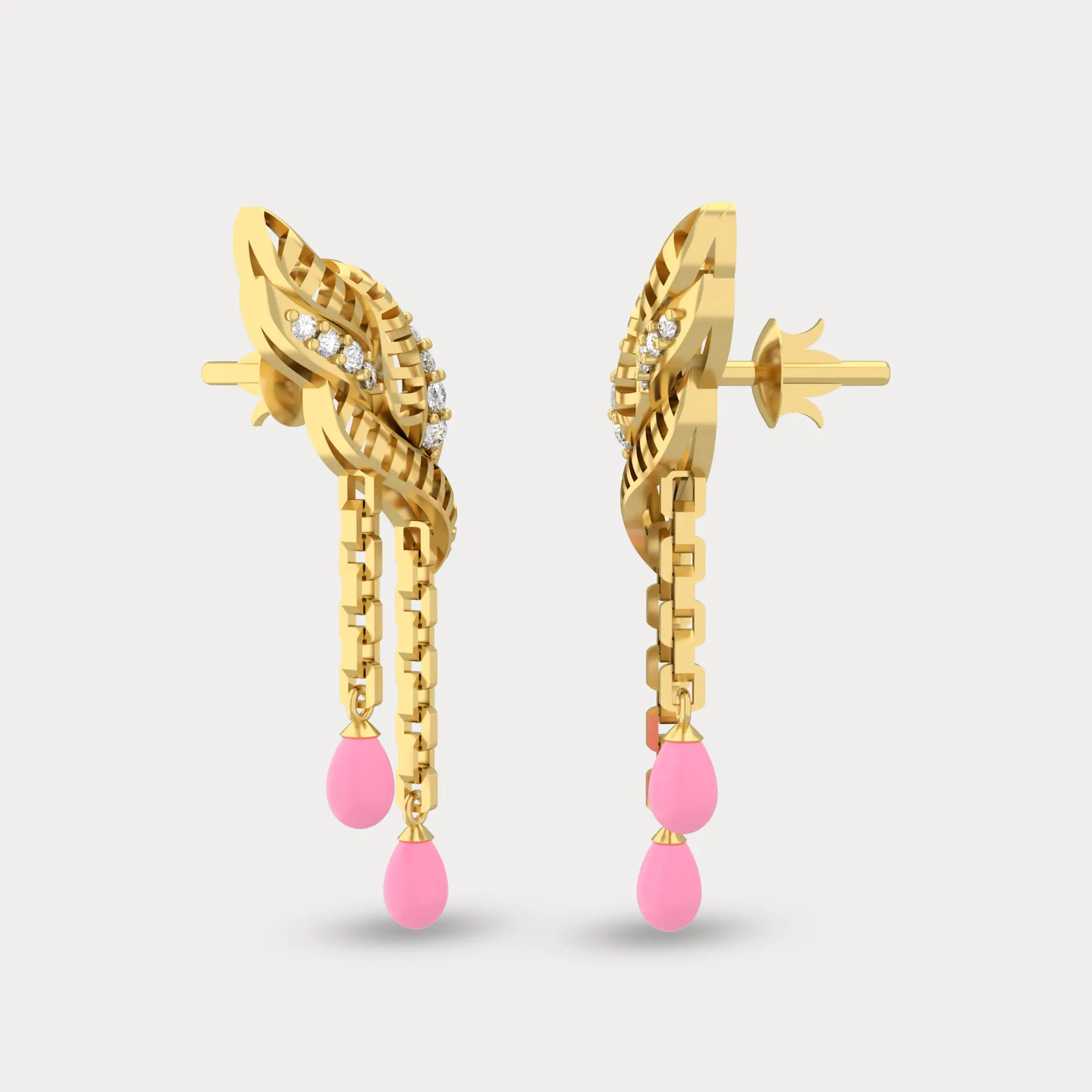 Angel Dangle Diamond Earrings, alternate view