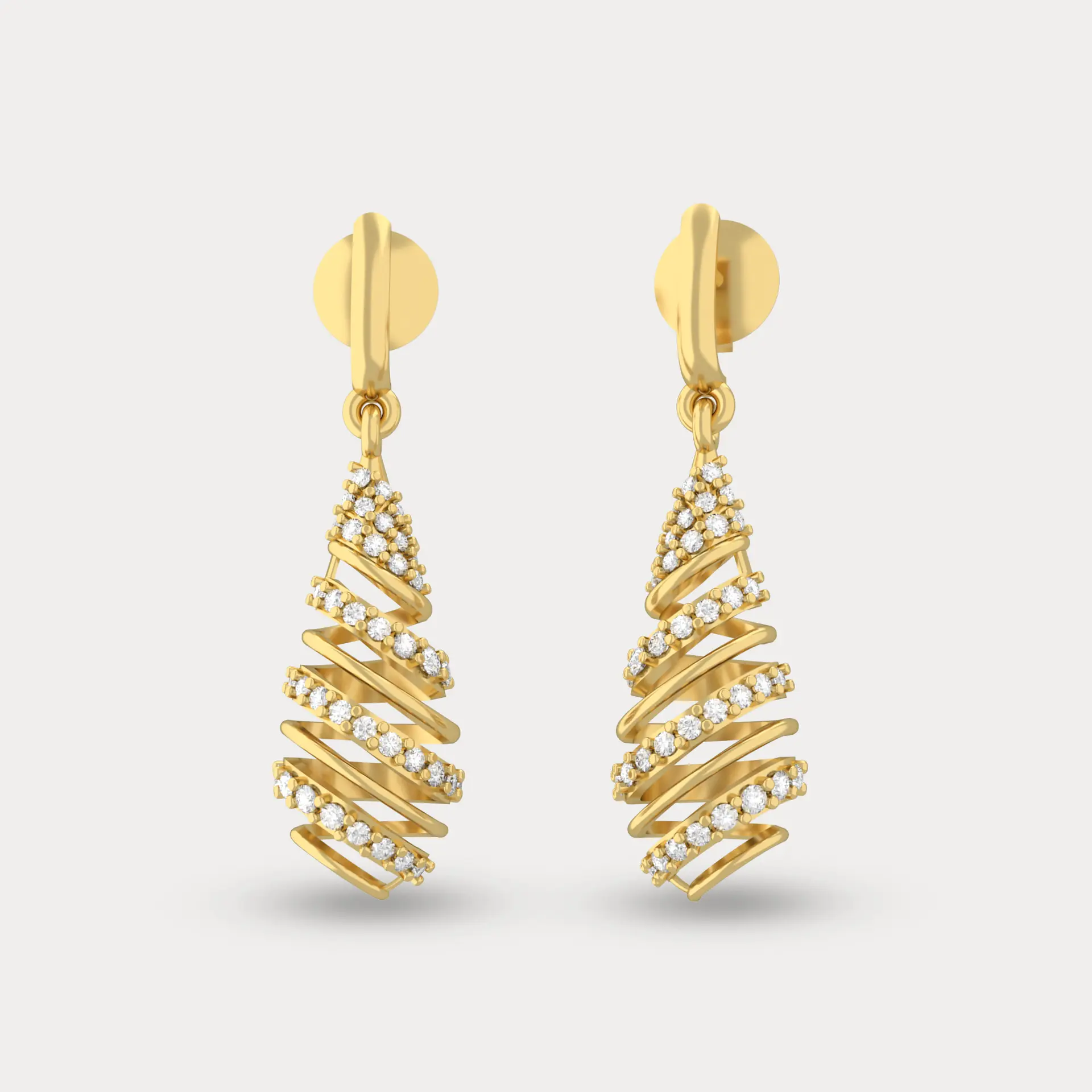 Spiral Dangle Diamond Earrings