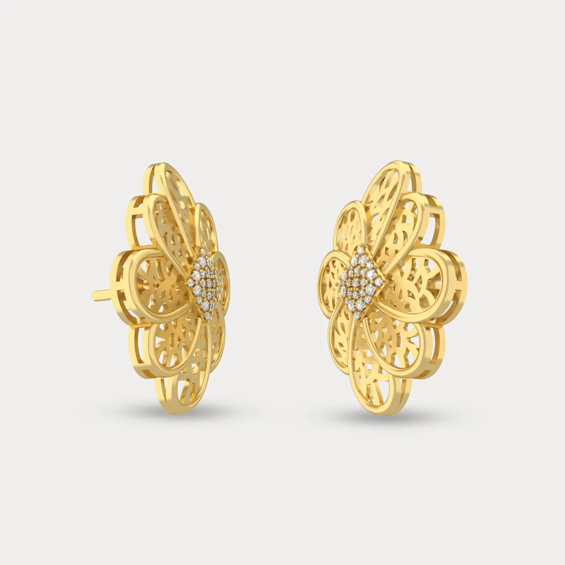 Netted Brilliance Diamond Earrings, alternate view