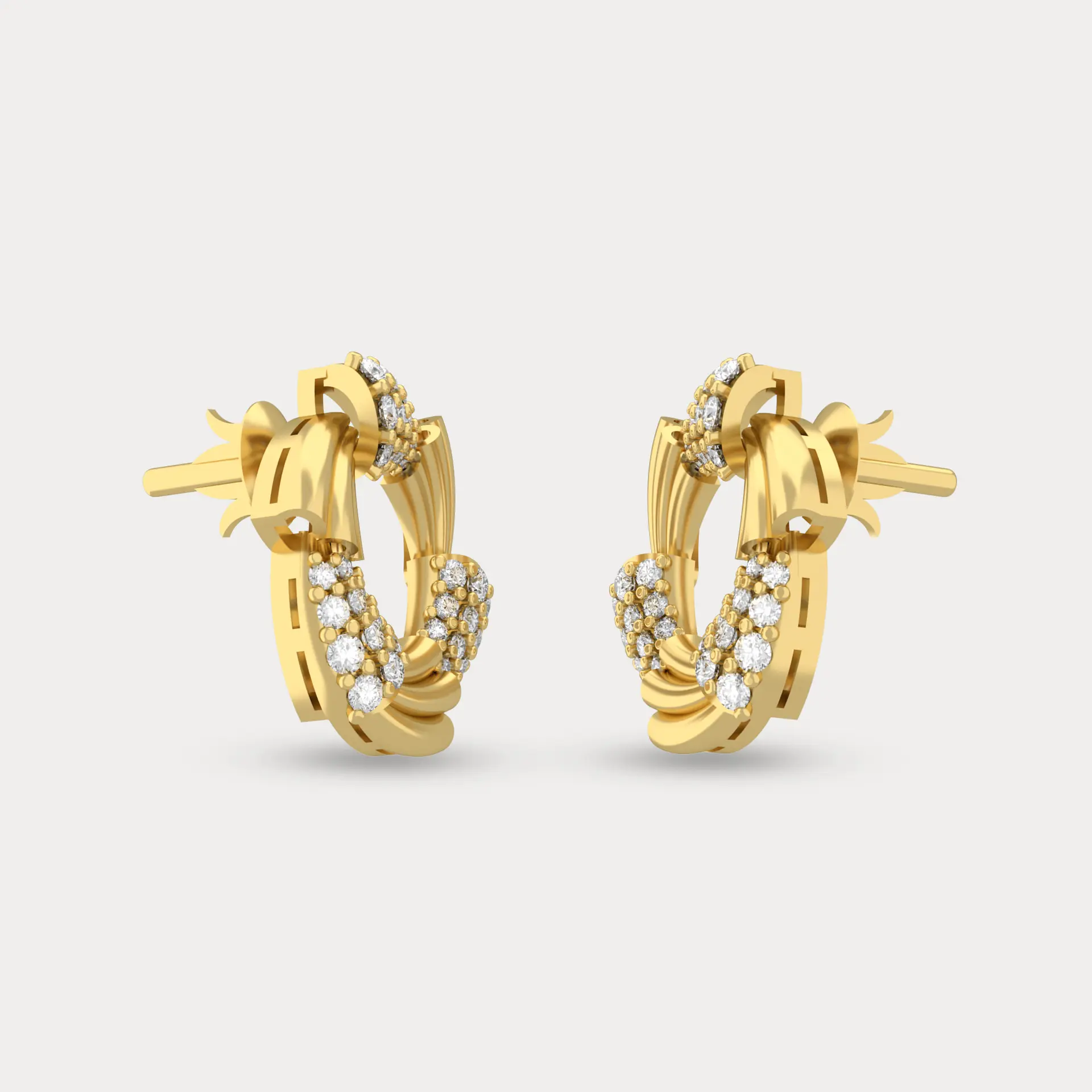 Twirling Roundabout Diamond Earrings, alternate view