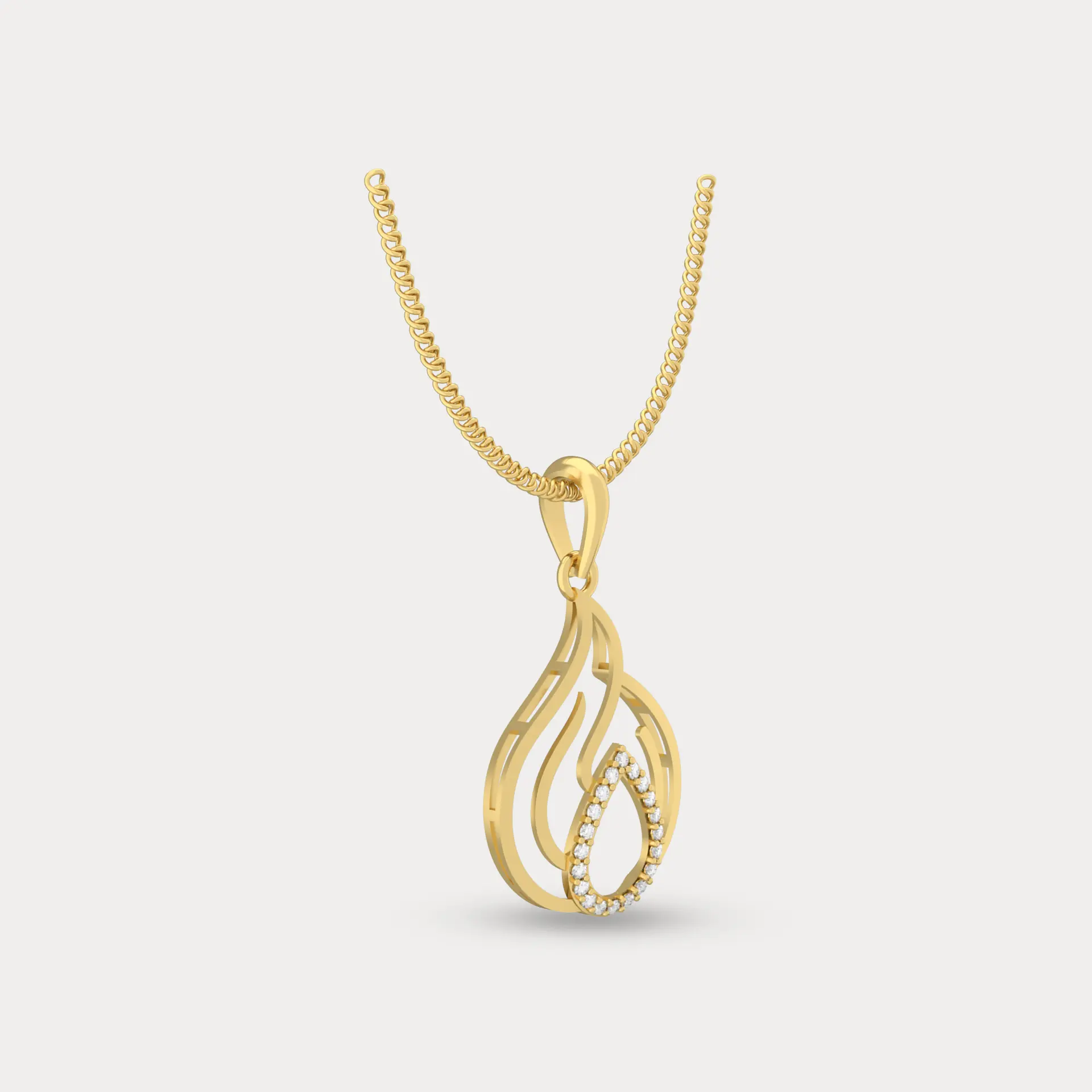 Blace Droplet Diamond Pendant, alternate view