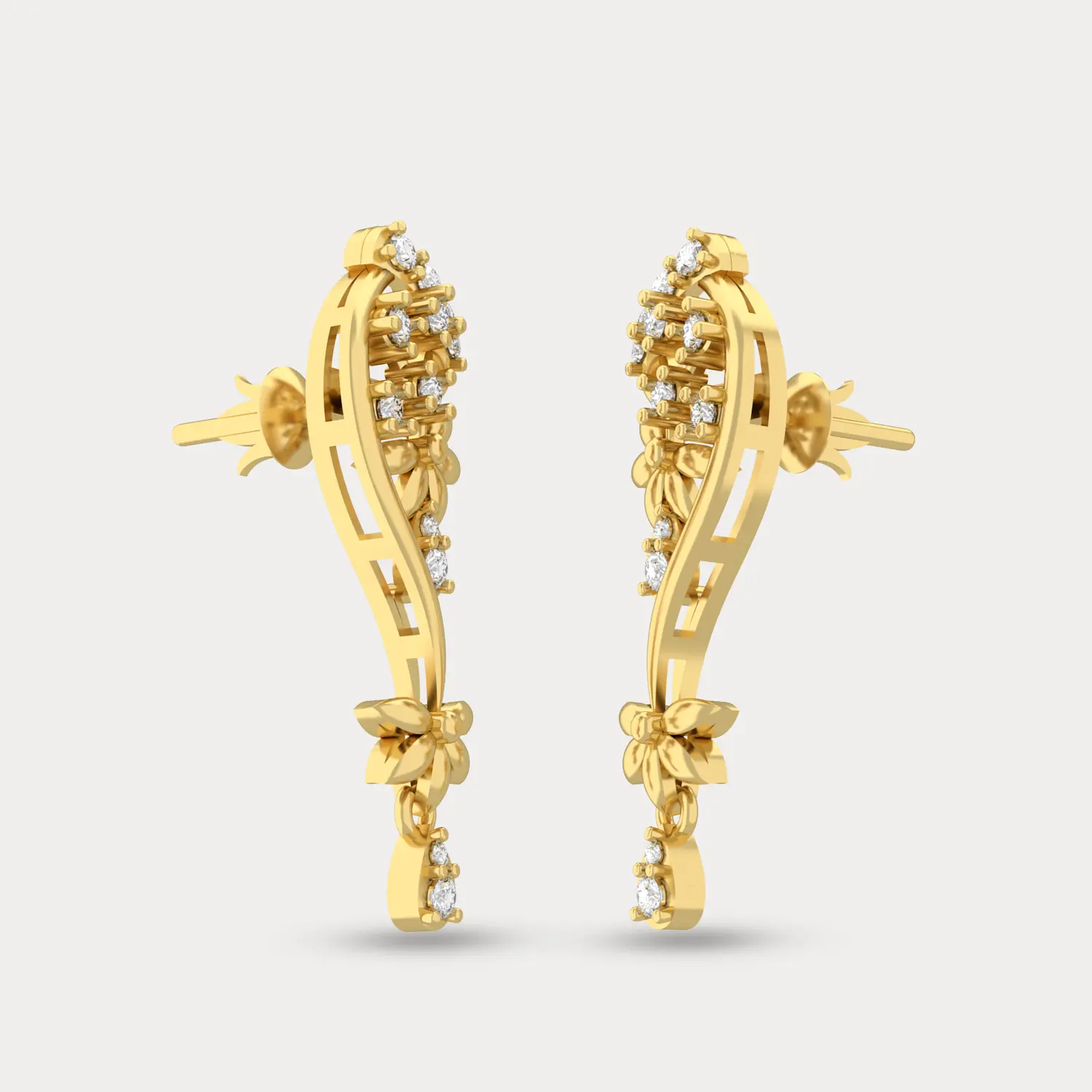 PetalGleam Diamond Earrings, alternate view