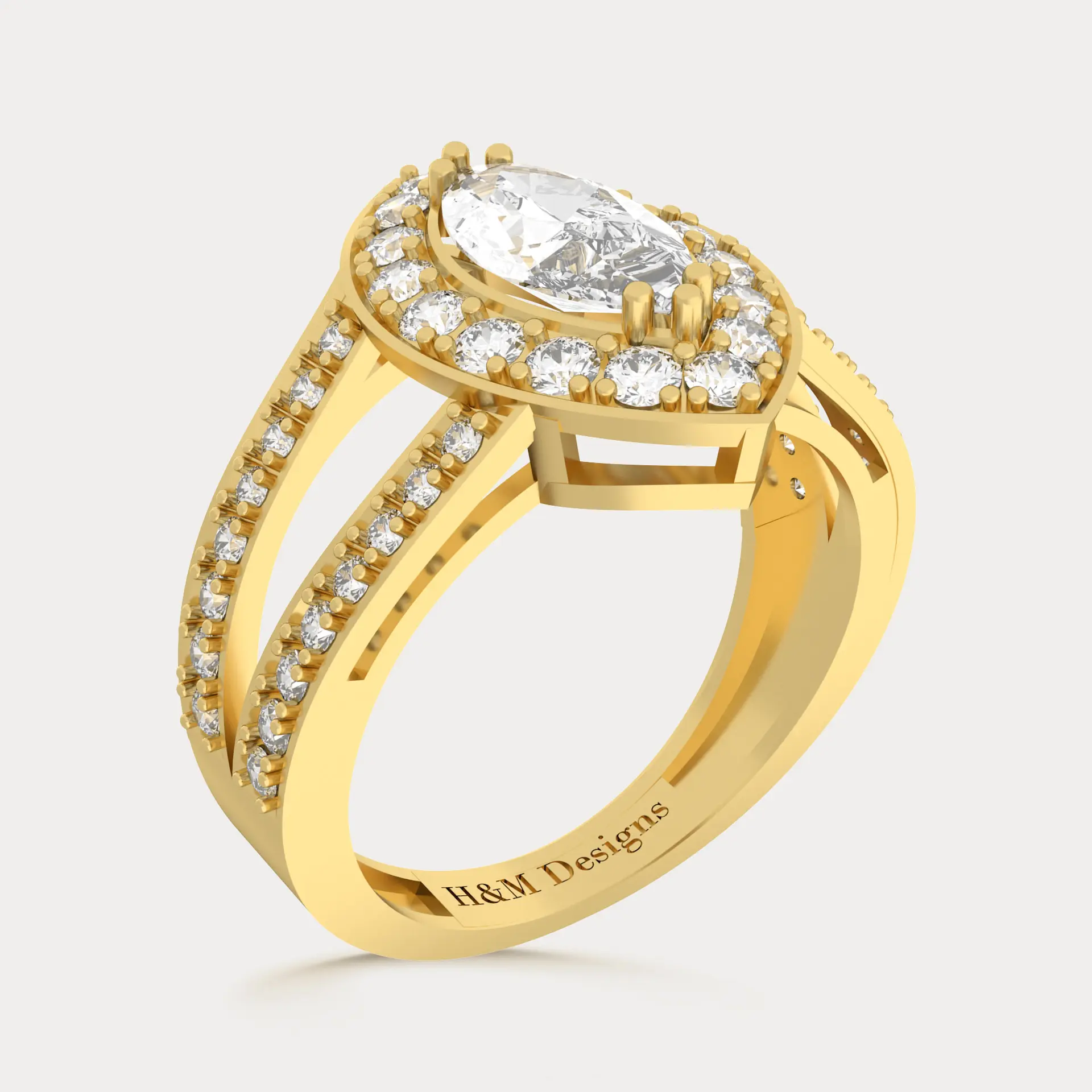 Marquise Halo Engagement Ring, alternate view