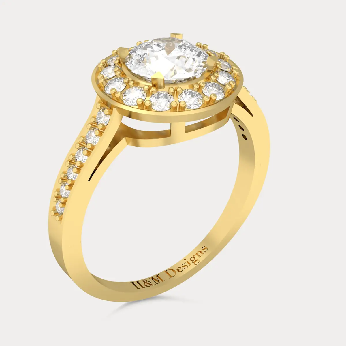 Round Halo Solitaire Ring
