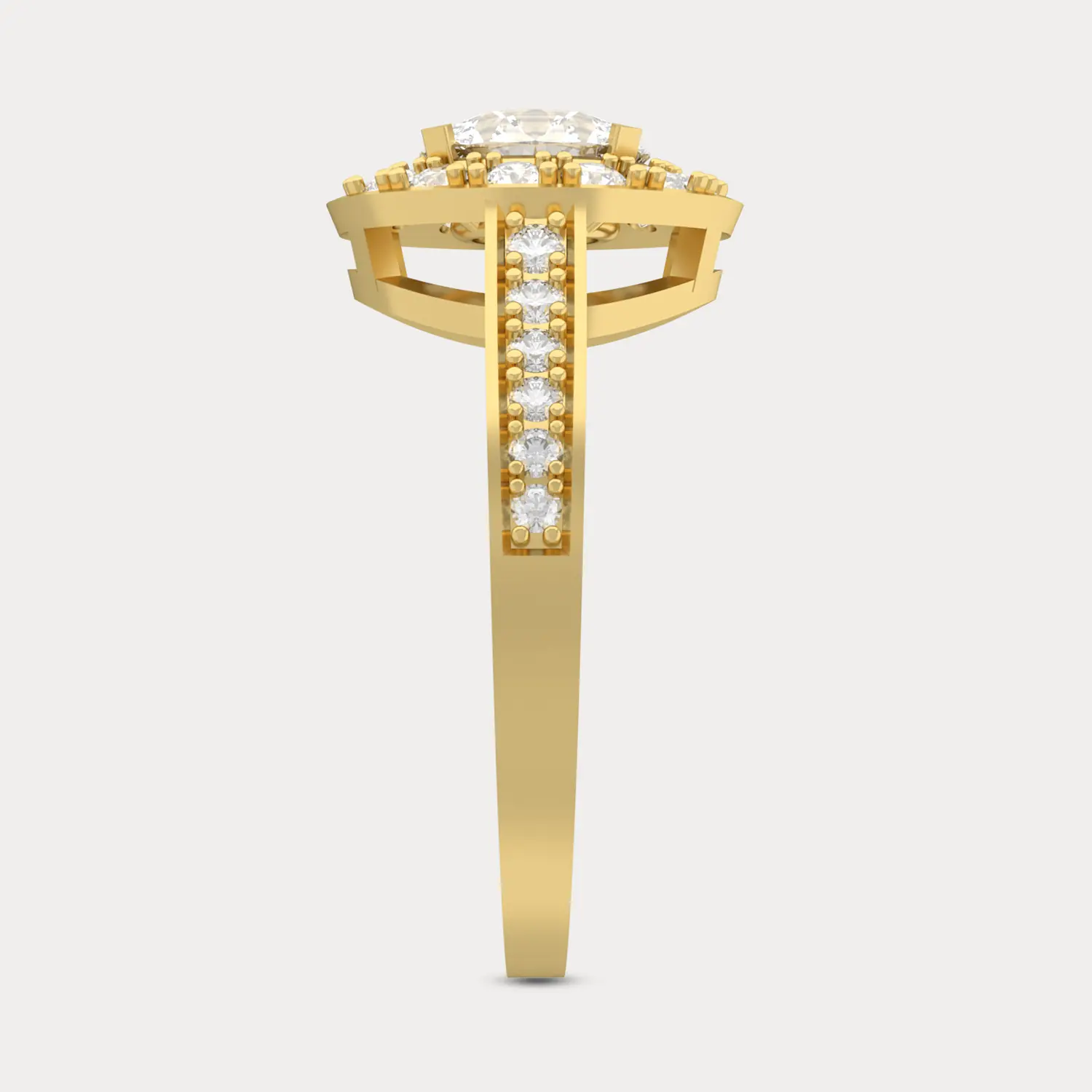 Round Halo Solitaire Ring, alternate view