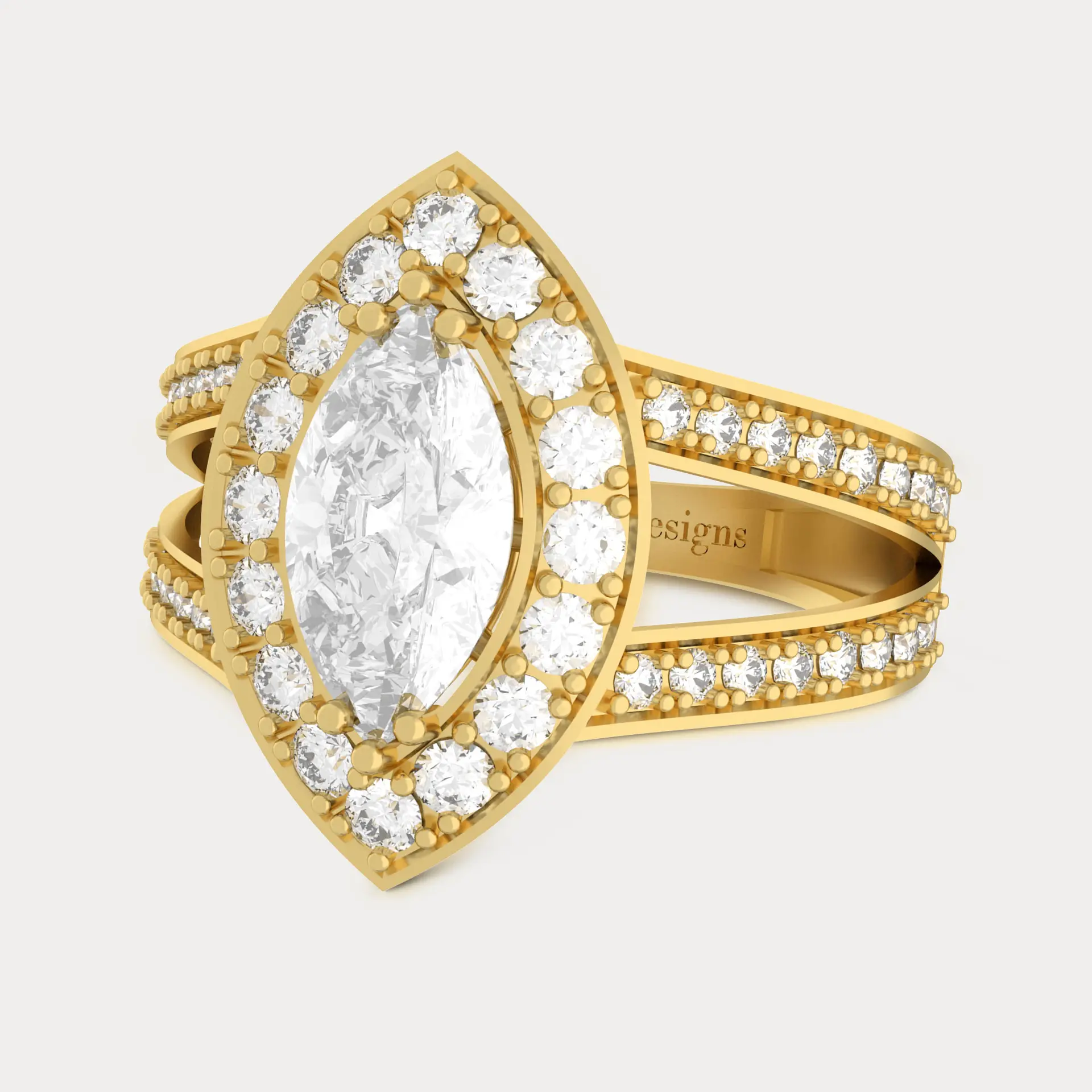 Marquise Halo Engagement Ring