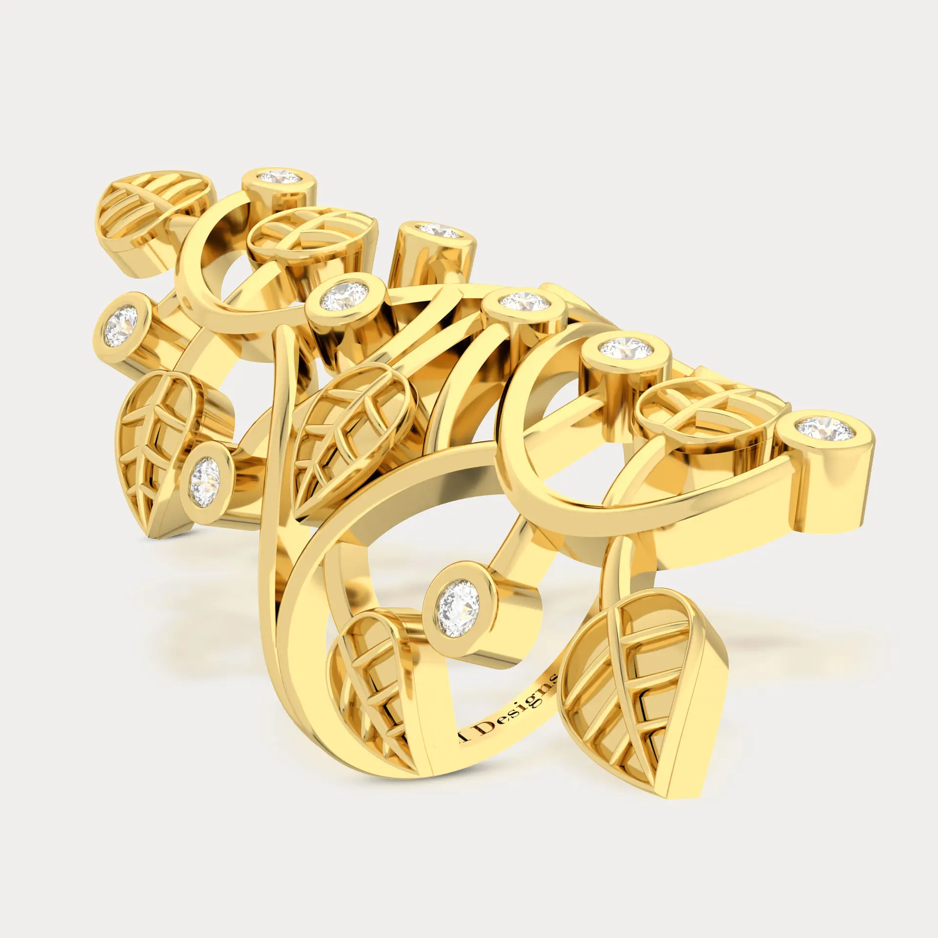 Leaves Shaded Elongated Ring