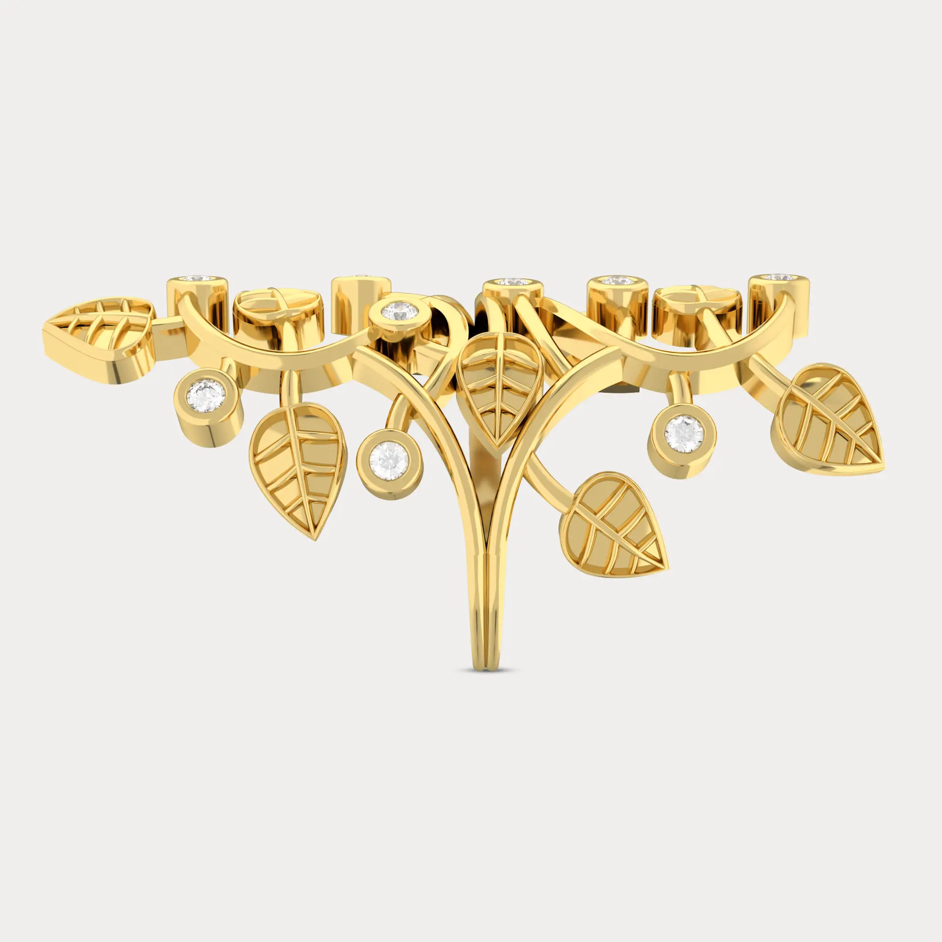 Leaves Shaded Elongated Ring, alternate view