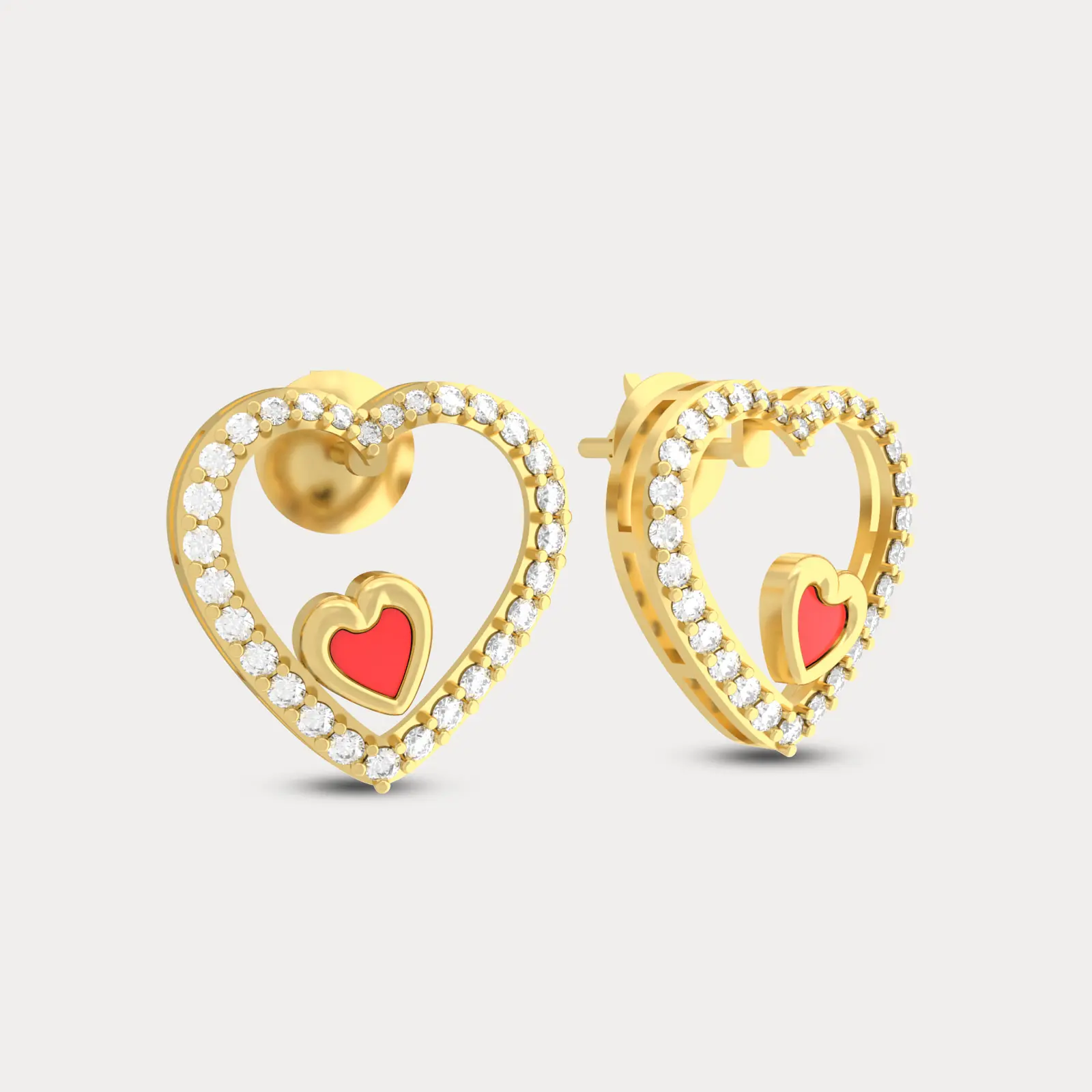 Red Love Diamond Earring
