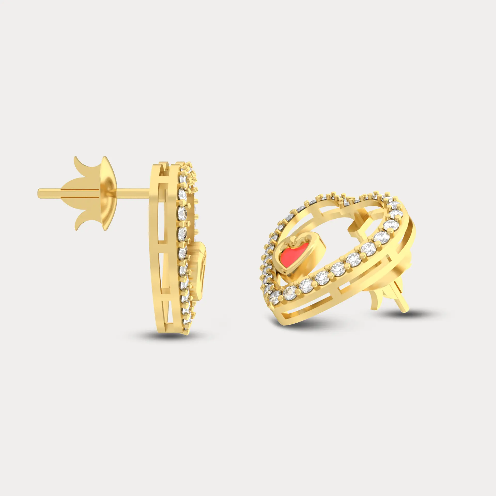 Red Love Diamond Earring, alternate view