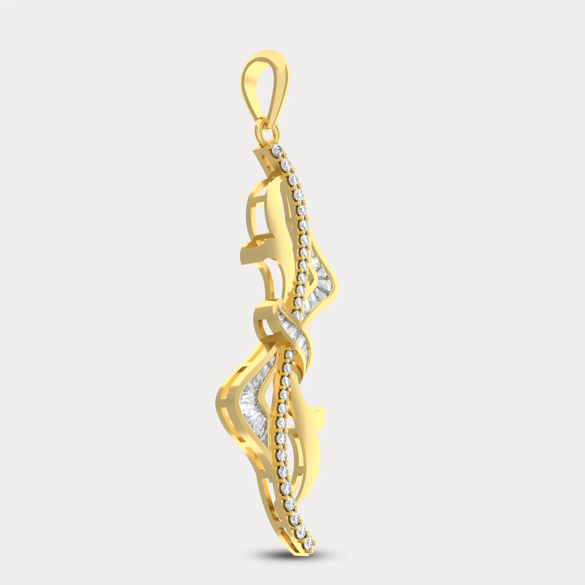Step Cut Diamond Pendant, alternate view