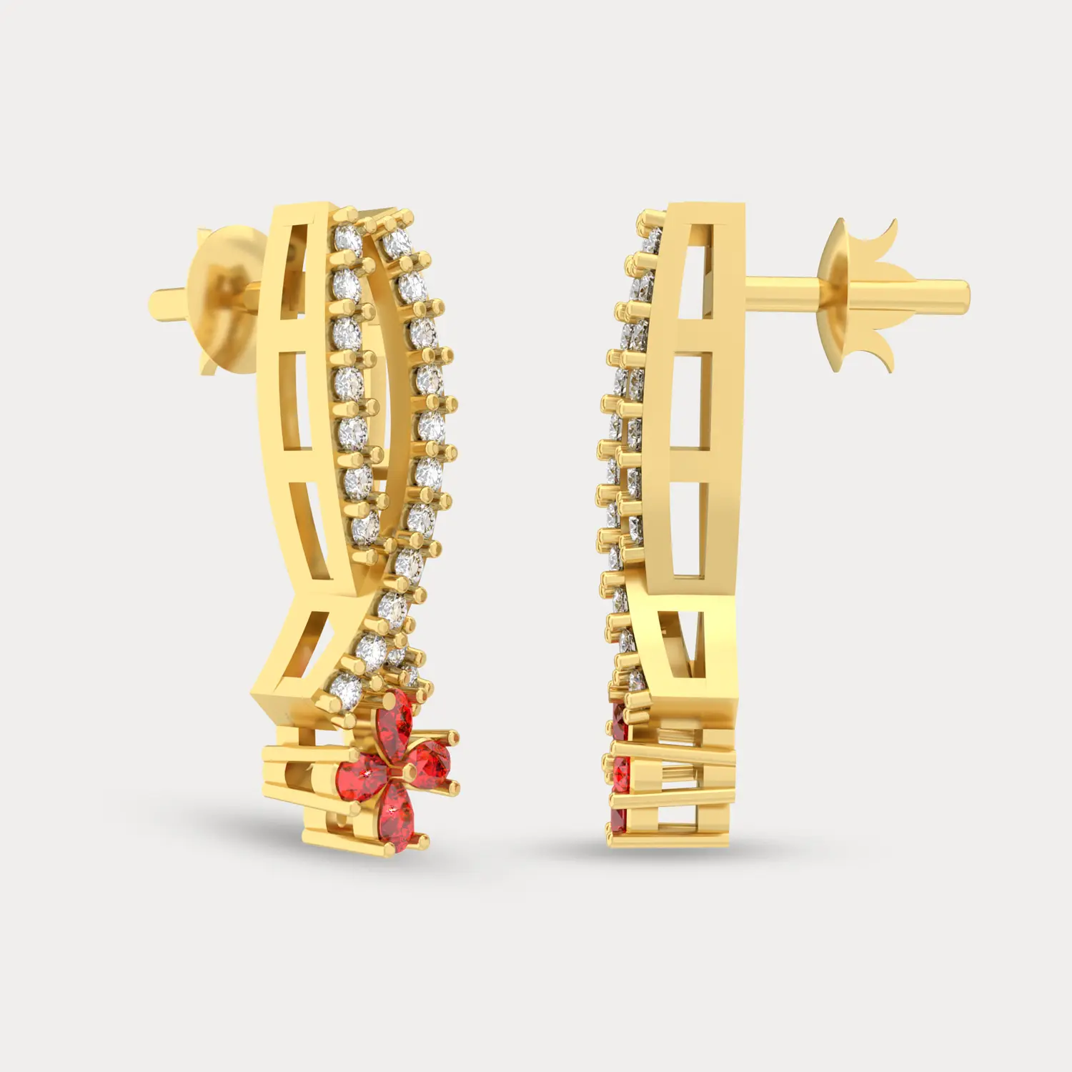 Royal Ruby Statment Diamond Earring, alternate view