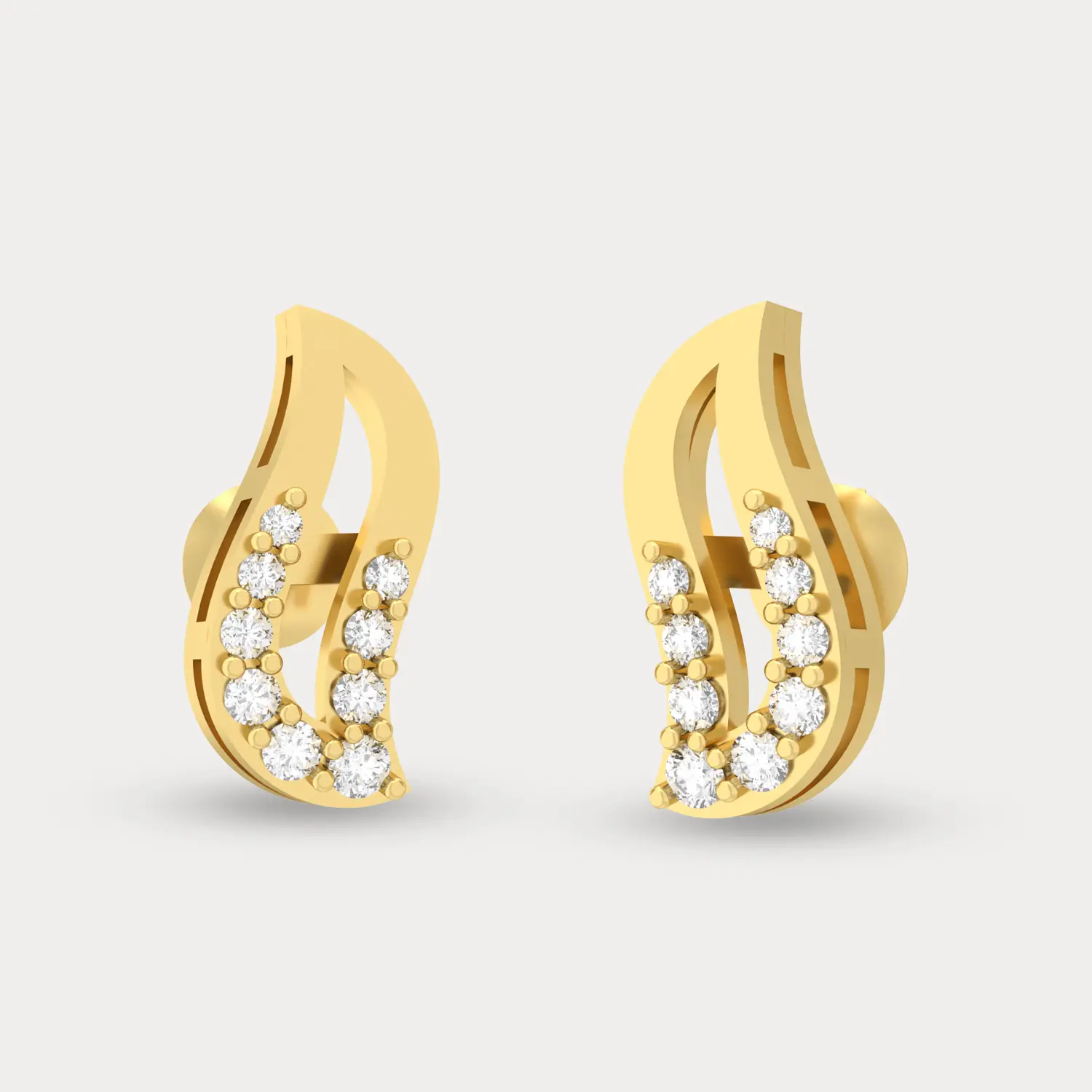 Plate Prong Diamond Earring