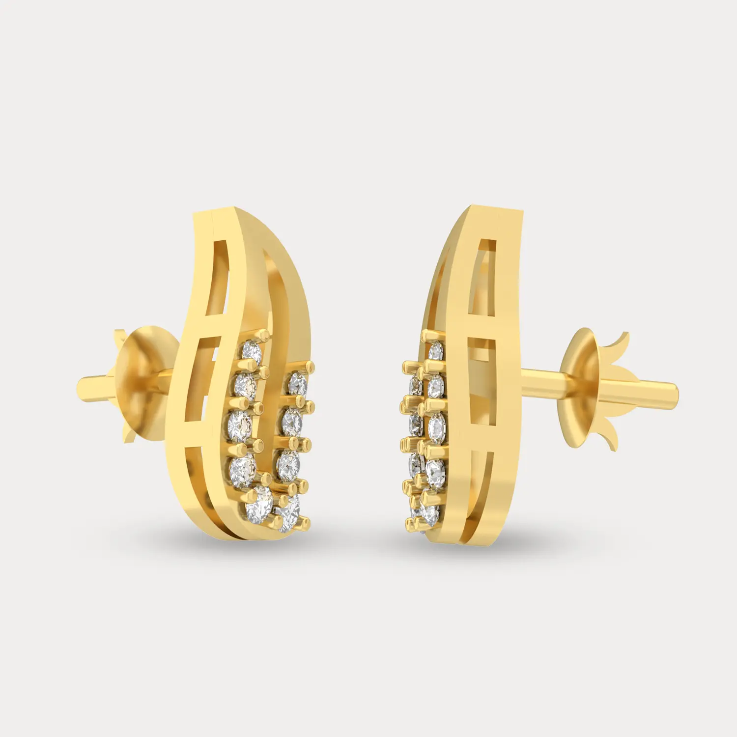 Plate Prong Diamond Earring, alternate view