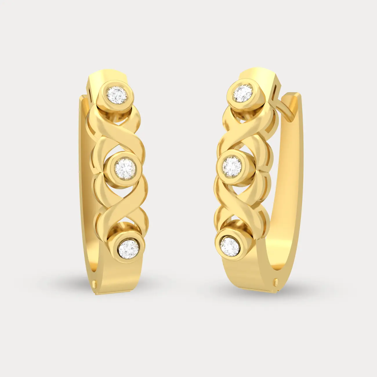 Contemporary Diamond Hoop Earring