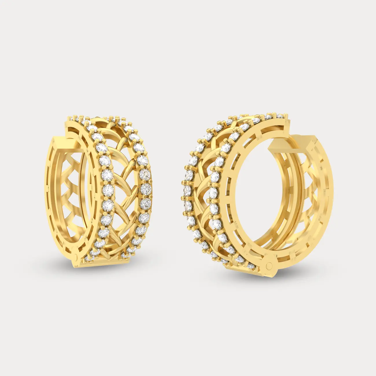 Classic Linear Diamond Hoop Earring, alternate view
