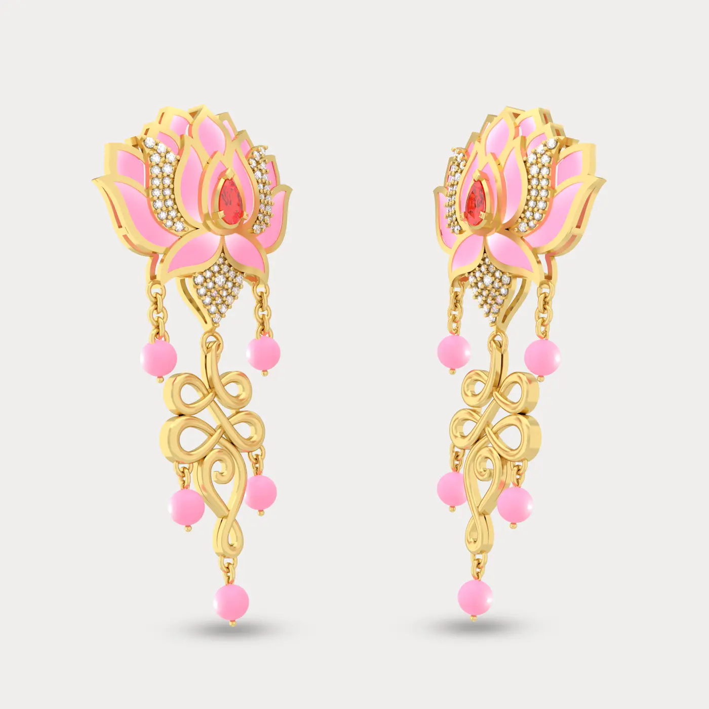 Heavenly Lotus Diamond Earring, alternate view
