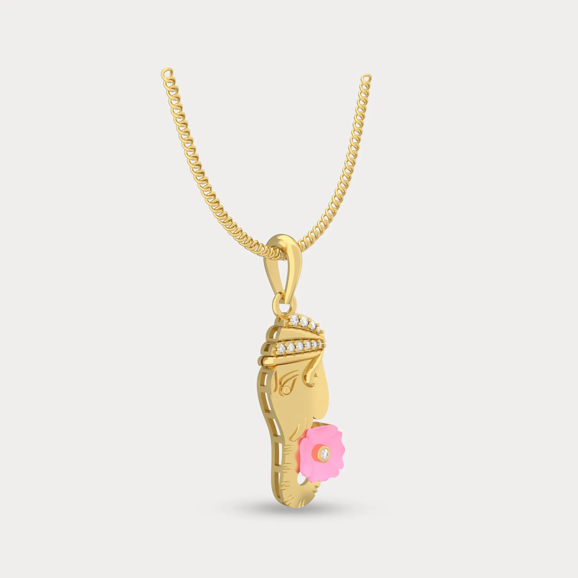 Ganesha Diamond Pendant, alternate view