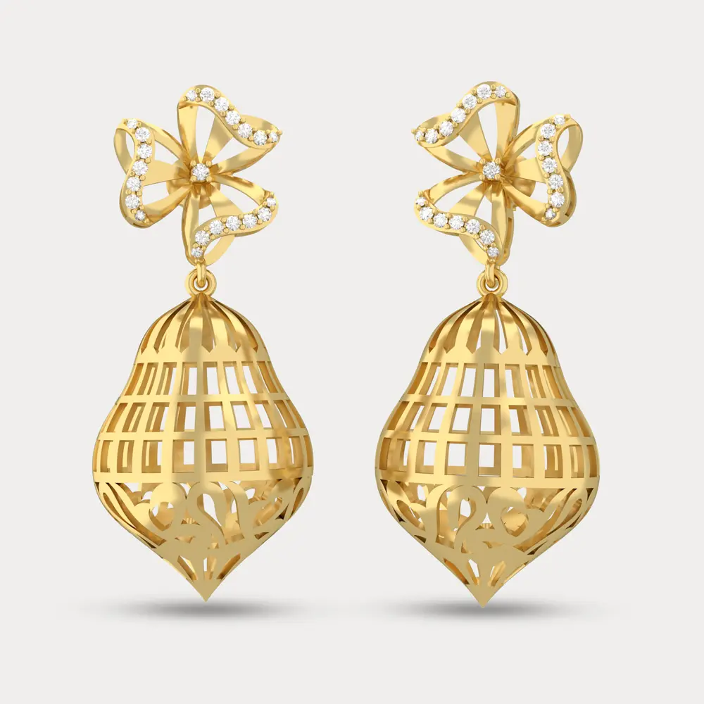 Drop With Flower Diamond Earring