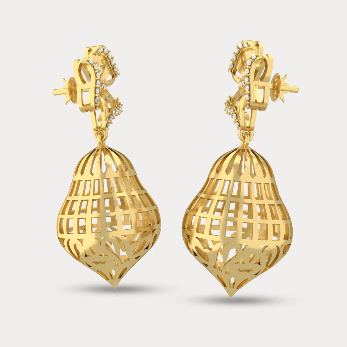 Drop With Flower Diamond Earring, alternate view