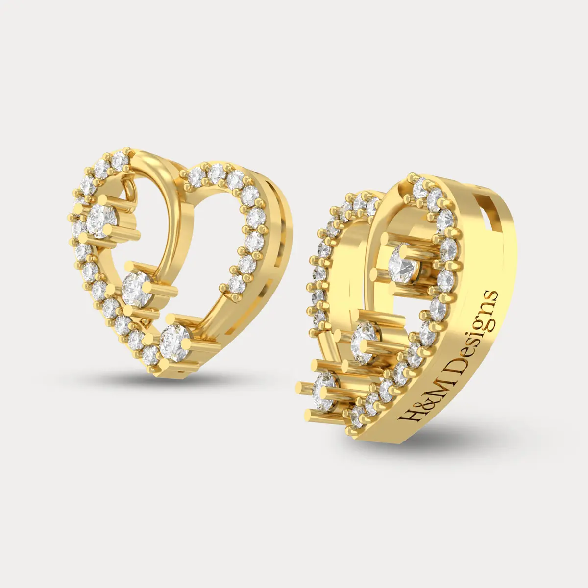 Dainty Heart Diamond Earring, alternate view