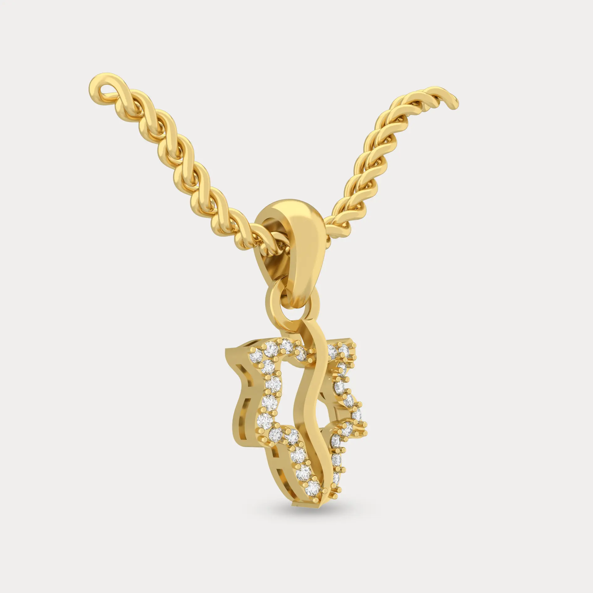 Gilded Leaf Diamond Pendant, alternate view