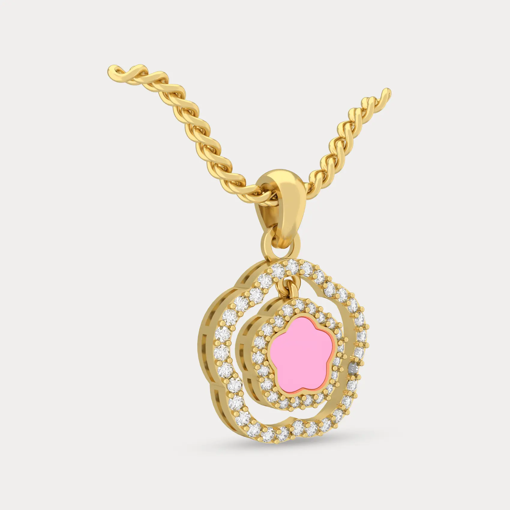 Dangling Floral Diamond Pendant, alternate view