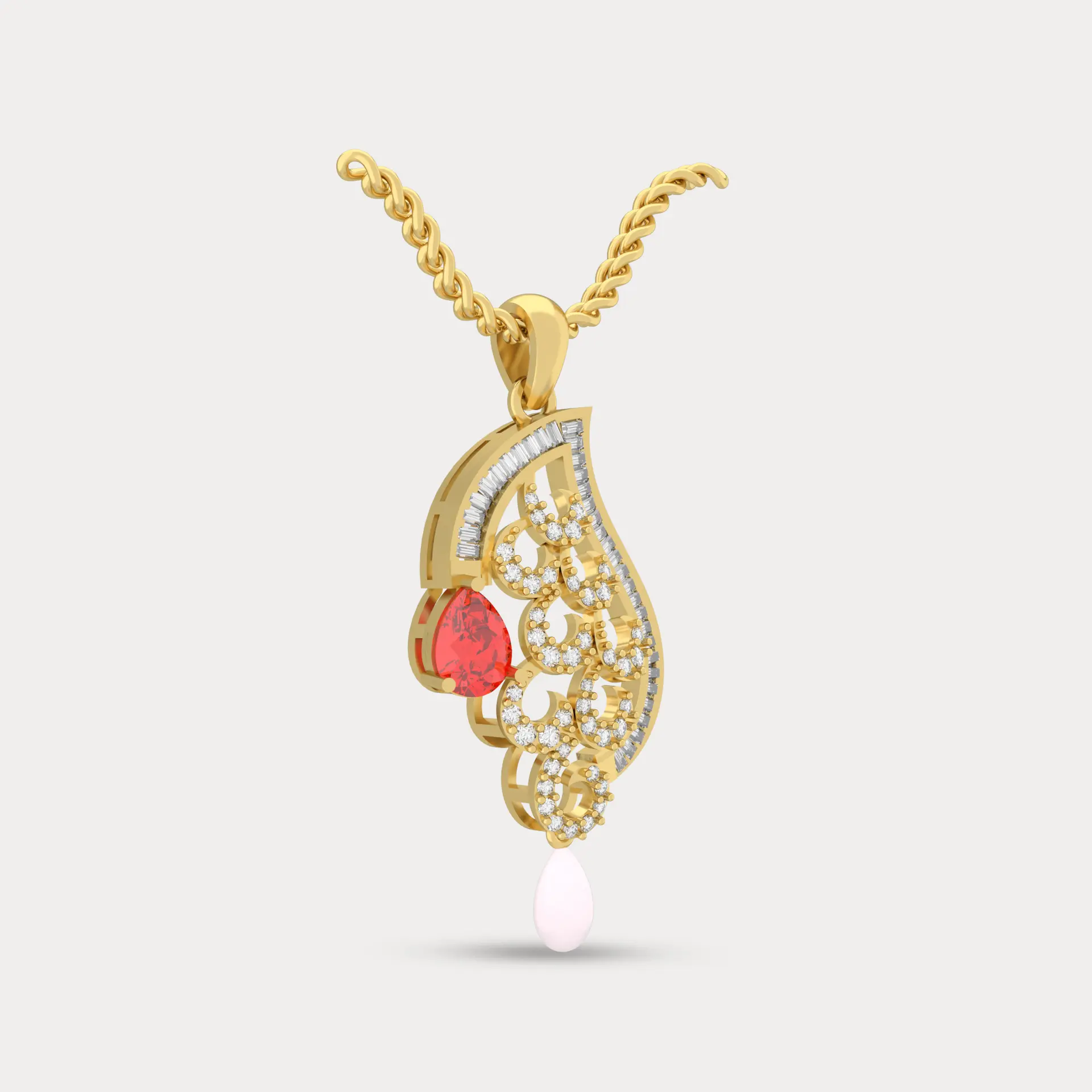 Red Stone Designer Pendant, alternate view